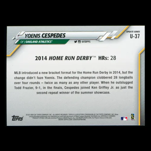 Yoenis Cespedes 2020 Topps Home Run Derby Rainbow Foil Athletics