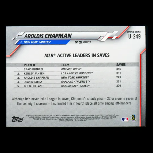 Aroldis Chapman 2020 Topps Gold Foil Yankees