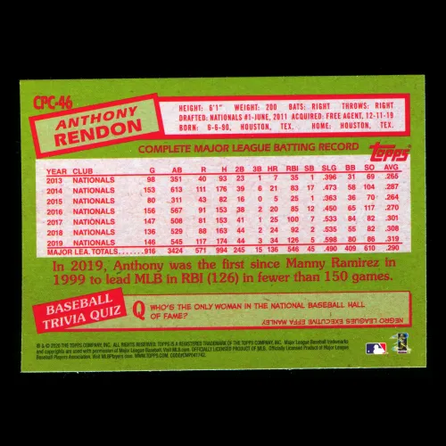 Anthony Rendon 2020 Topps 1985 Retro Silver Pack Chrome Angels