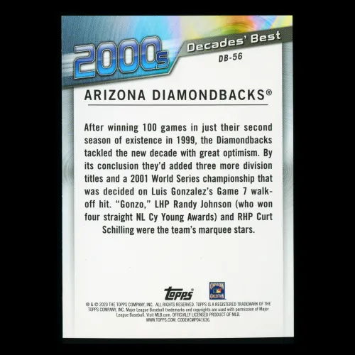 Arizona Diamondbacks 2020 Topps Decades' Best Teams 2000s