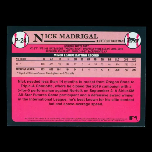 Nick Madrigal 2020 Topps 1989 Retro #1 Prospect White Sox