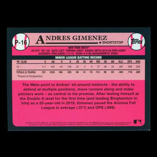 Andres Gimenez 2020 Topps 1989 Retro #1 Prospect Mets
