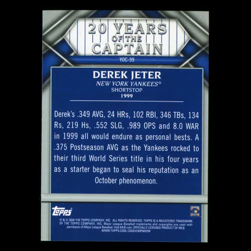 Derek Jeter 2020 Topps 20 Years of the Captain #99 Yankees