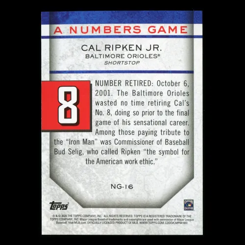 Cal Ripken Jr. 2020 Topps A Numbers Game - 8 Orioles