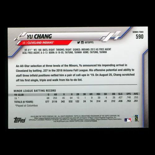 Yu Chang RC 2020 Topps Rookie Indians