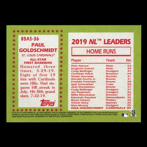 Paul Goldschmidt 2020 Topps 1985 Retro NL All Star Cardinals