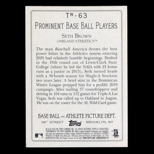 Seth Brown 2020 Topps Turkey Red Athletics