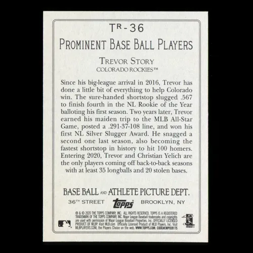 Trevor Story 2020 Topps Turkey Red Rockies