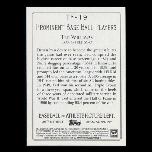 Ted Williams 2020 Topps Turkey Red Red Sox