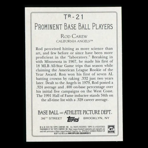 Rod Carew 2020 Topps Turkey Red Angels