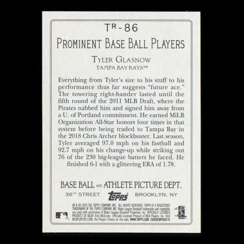 Tyler Glasnow 2020 Topps Turkey Red Rays