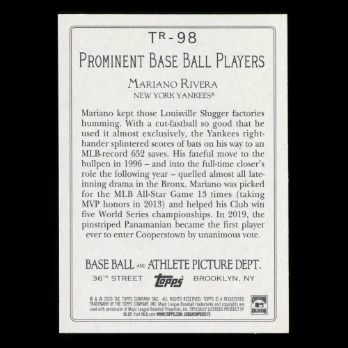 Mariano Rivera 2020 Topps Turkey Red Yankees