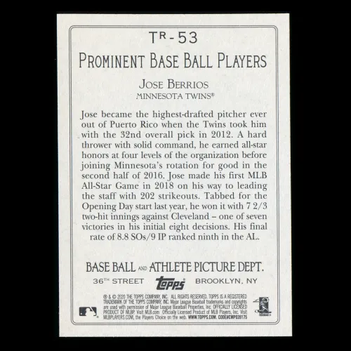 Jose Berrios 2020 Topps Turkey Red Twins