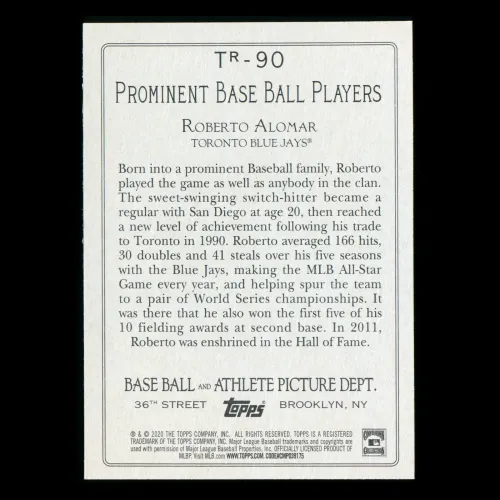 Roberto Alomar 2020 Topps Turkey Red Blue Jays