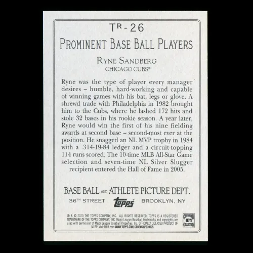 Ryne Sandberg 2020 Topps Turkey Red Cubs
