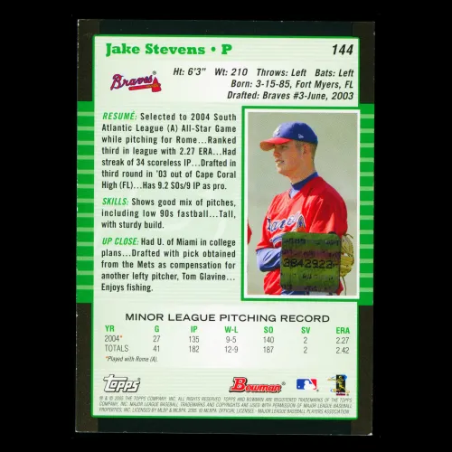 Jake Stevens 2005 Bowman Auto Braves