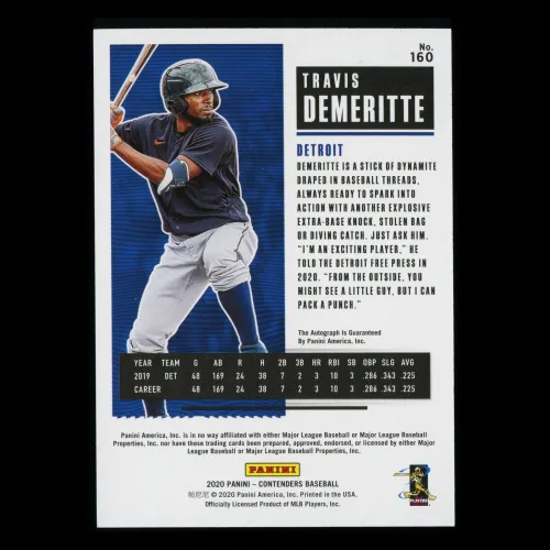 Travis Demeritte 2020 Contenders Rookie Ticket Auto Tigers