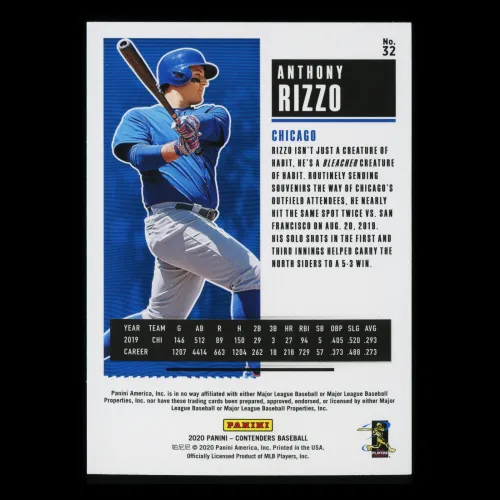 Anthony Rizzo 2020 Contenders Season Ticket Purple Cubs