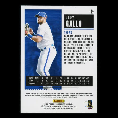 Joey Gallo 2020 Contenders Season Ticket Purple Rangers
