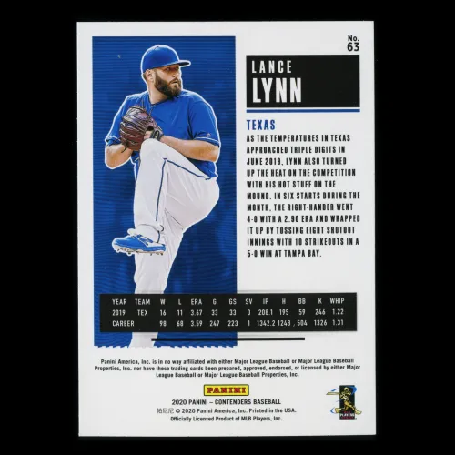 Lance Lynn 2020 Contenders Season Ticket Purple Rangers