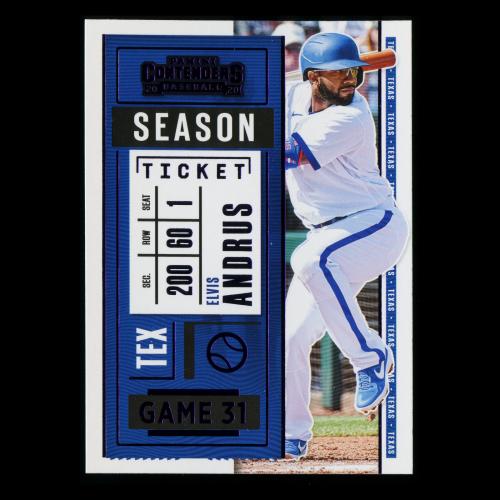 Elvis Andrus 2020 Contenders Season Ticket Purple Rangers