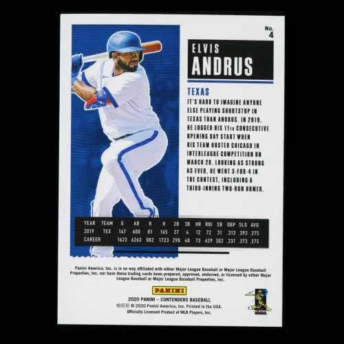 Elvis Andrus 2020 Contenders Season Ticket Purple Rangers