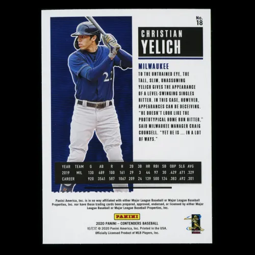 Christian Yelich 2020 Contenders Season Ticket Brewers