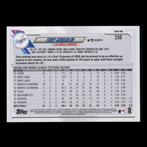 Tony Gonsolin 2021 Topps Topps All-Star Rookie Dodgers