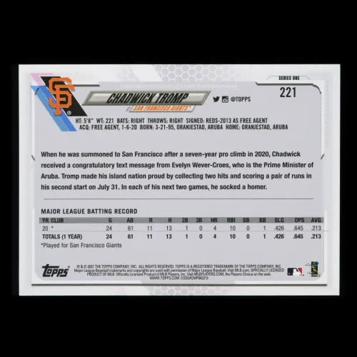 Chadwick Tromp RC 2021 Topps Rookie Giants