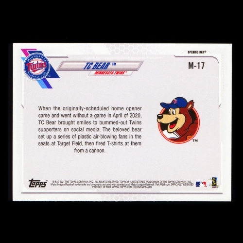 TC Bear 2021 Topps Opening Day Mascot Twins