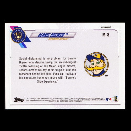 Bernie Brewer 2021 Topps Opening Day Mascot Brewers