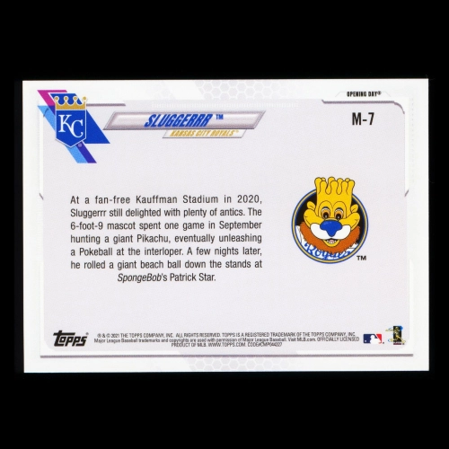 Sluggerrr 2021 Topps Opening Day Mascot Royals