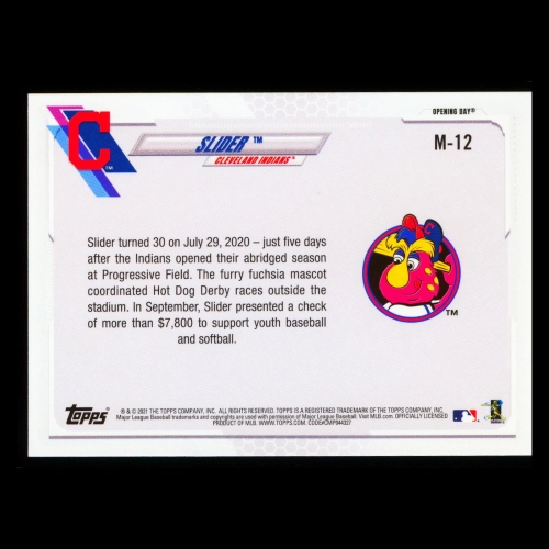 Slider 2021 Topps Opening Day Mascot Indians