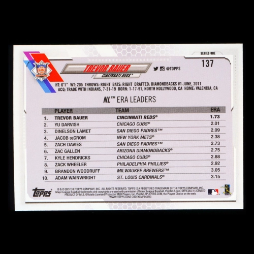 Trevor Bauer 2021 Topps League Leaders Reds