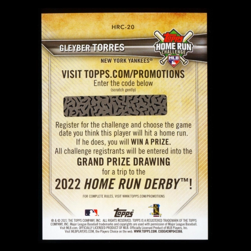 Gleyber Torres 2021 Topps Home Run Challenge Yankees