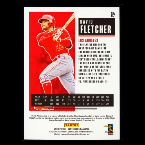 David Fletcher 2020 Contenders Season Ticket Purple Angels