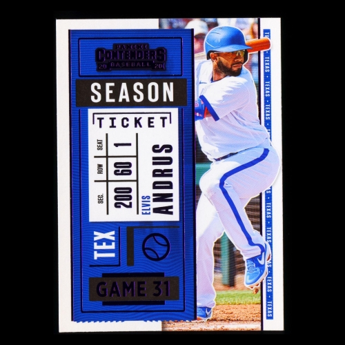 Elvis Andrus 2020 Contenders Season Ticket Purple Rangers