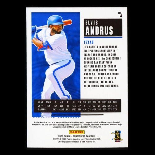 Elvis Andrus 2020 Contenders Season Ticket Purple Rangers