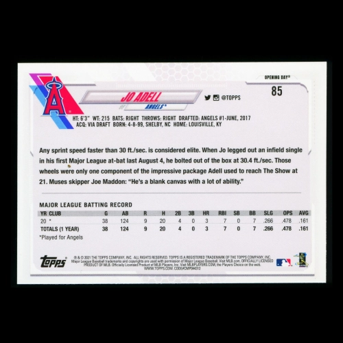 Jo Adell RC 2021 Topps Opening Day Rookie Angels