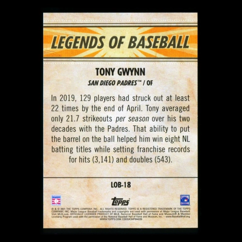 Tony Gwynn 2021 Topps Opening Day Legends of Baseball Padres
