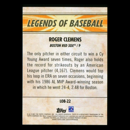 Roger Clemens 2021 Topps Opening Day Legends of Baseball Red Sox