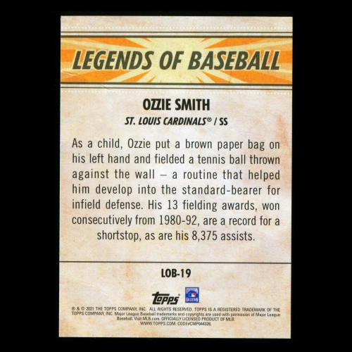 Ozzie Smith 2021 Topps Opening Day Legends of Baseball Cardinals