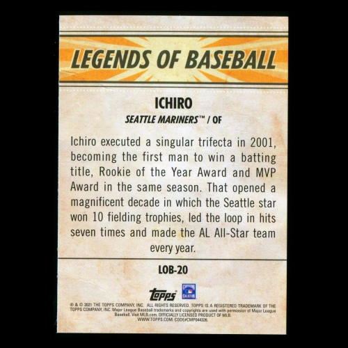 Ichiro 2021 Topps Opening Day Legends of Baseball Mariners