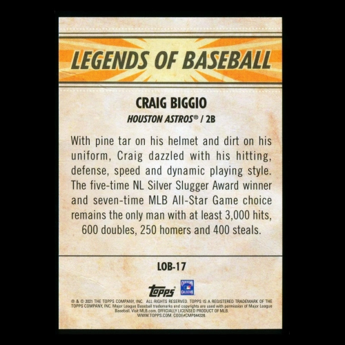 Craig Biggio 2021 Topps Opening Day Legends of Baseball Astros