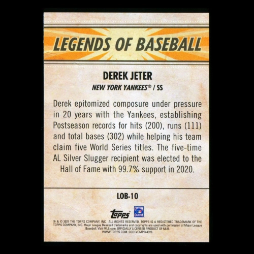 Derek Jeter 2021 Topps Opening Day Legends of Baseball Yankees
