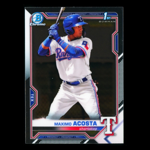 Maximo Acosta 2021 Bowman Chrome 1st Bowman Prospect Rangers