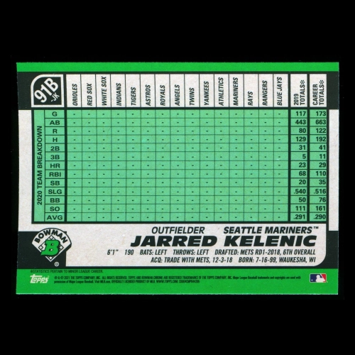 Jarred Kelenic 2021 Bowman Chrome 91' Retro Mariners