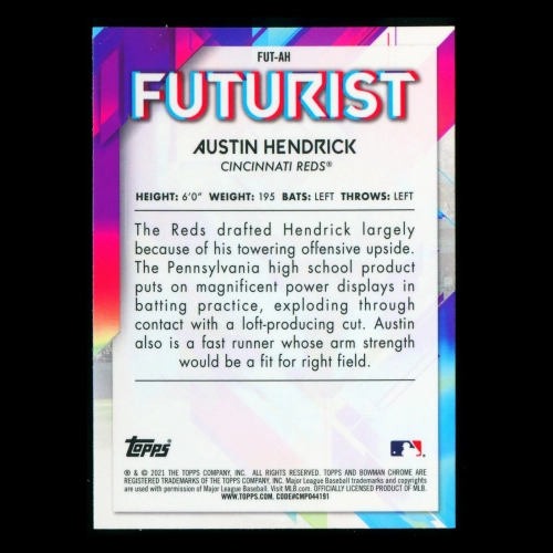 Austin Hendrick 2021 Bowman Chrome Futurist Reds