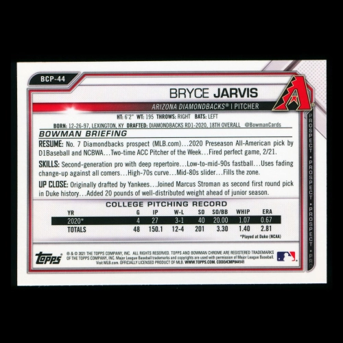Bryce Jarvis 2021 Bowman Chrome Prospect Diamondbacks