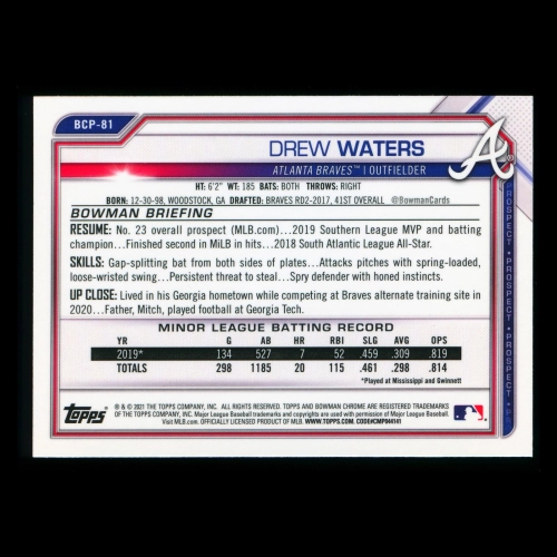 Drew Waters 2021 Bowman Chrome Prospect Braves